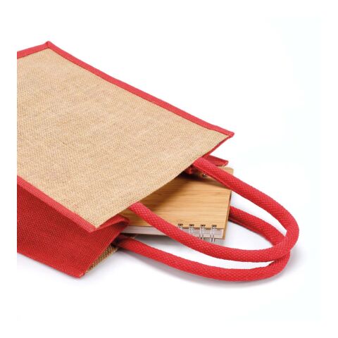 Nuptse Shopping Bag Jute. 34cm Handles clear red