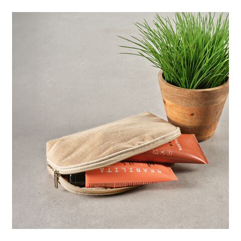 Dehli Toiletry Bag 1.5L 260gsm Jute with zipper Natural | No Branding | not available | not available | not available