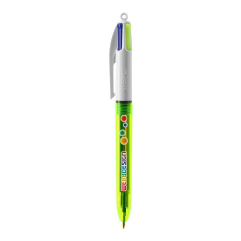 BIC® 4 Colours Fluo ballpen + lanyard Yellow | No Branding | not available | not available