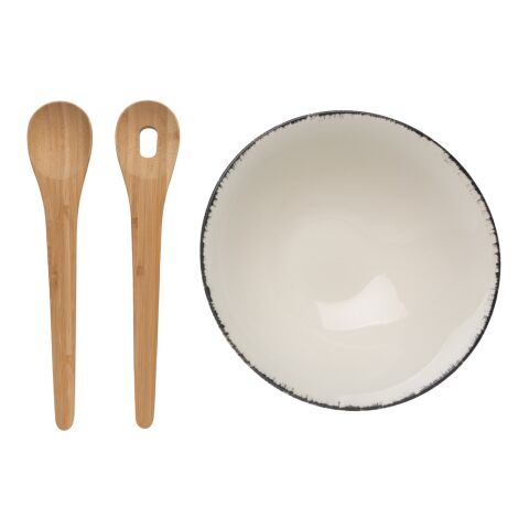 Ukiyo salad bowl with bamboo salad server white-black | No Branding | not available | not available