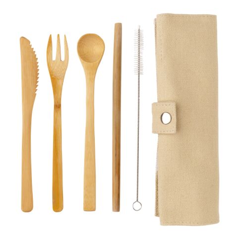 Reusable bamboo travel cutlery set White | No Branding | not available | not available