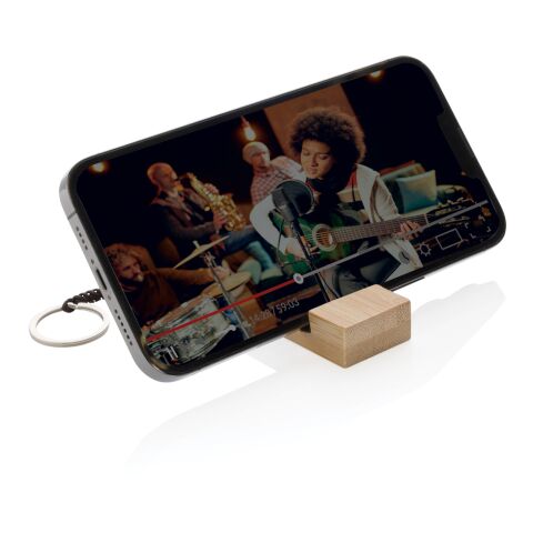 Standkey bamboo keychain phone stand brown | No Branding | not available | not available