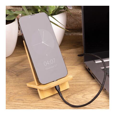 FSC® bamboo phone stand in FSC® kraft box brown | No Branding | not available | not available