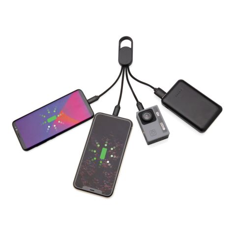 4-in-1 cable with carabiner clip black | No Branding | not available | not available