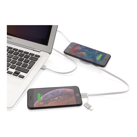 3-in-1 cable with 5W bamboo wireless charger White | No Branding | not available | not available