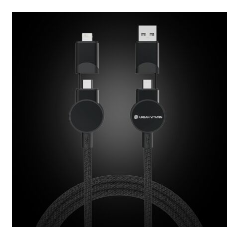 Oakland RCS recycled plastic 6-in-1 fast charging 45W cable black | No Branding | not available | not available