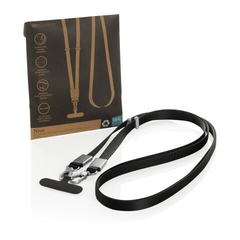 Nivo RCS recycled PET Crossbody lanyard black | No Branding | not available | not available