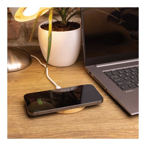 FSC® bamboo 15W wireless charger brown | No Branding | not available | not available