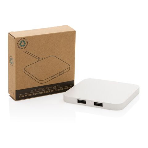 RCS recycled plastic 10W Wireless charger with USB Ports White | No Branding | not available | not available