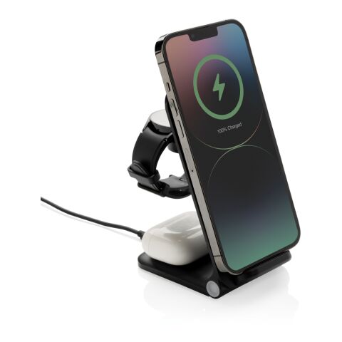 Powerpal 3 in 1 RCS recycled plastic 15W charger black | No Branding | not available | not available