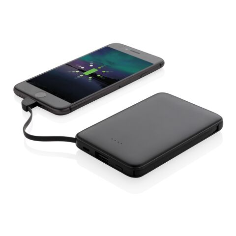 5.000 mAh Pocket Powerbank with integrated cables black