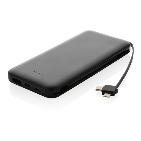 Lockhart RCS recycled plastic Powerbank 10.000 with integrated cables black | No Branding | not available | not available