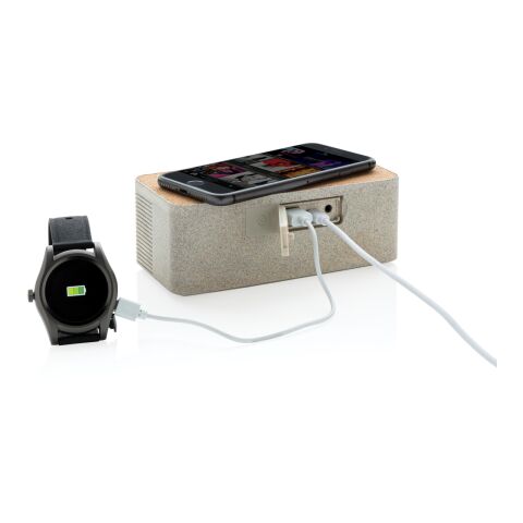 Wheatstraw wireless charging speaker brown | No Branding | not available | not available