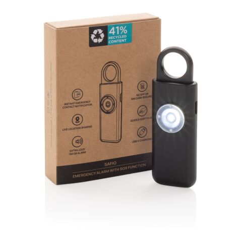 Safio RCS re-chargeable emergency alarm with SOS function black