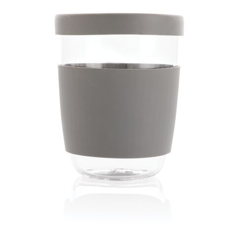 Ukiyo borosilicate glass with silicone lid and sleeve Charcoal Grey | No Branding | not available | not available