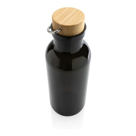 GRS RPET bottle with FSC bamboo lid and handle black | No Branding | not available | not available