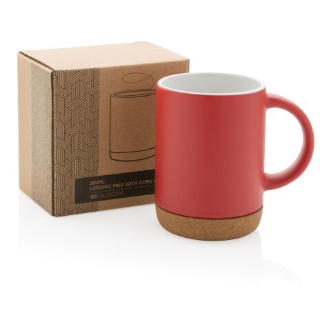 Ceramic mug with cork base red | No Branding | not available | not available