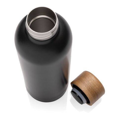 Wood RCS certified recycled stainless steel vacuum bottle black | No Branding | not available | not available