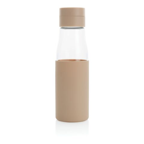 Ukiyo glass hydration tracking bottle with sleeve brown | No Branding | not available | not available