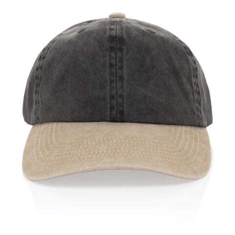 BEAU AWARE™ Washed 6 panel 270gsm cotton twill two tone cap black | No Branding | not available | not available | not available