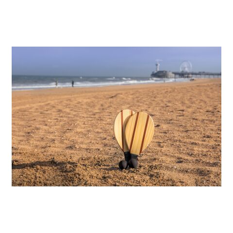 Wooden frescobol tennis set brown | No Branding | not available | not available