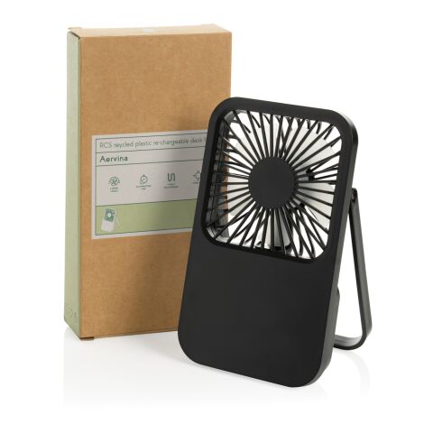 Aervina RCS recycled plastic re-chargeable desk fan black | No Branding | not available | not available