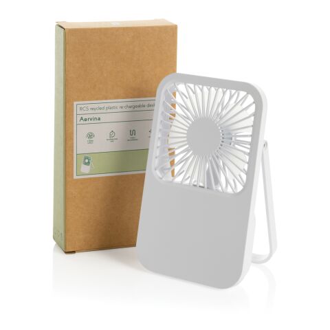 Aervina RCS recycled plastic re-chargeable desk fan White | No Branding | not available | not available