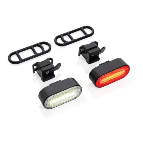 Lumino RCS recycled plastic USB re-chargeable bike light set black | No Branding | not available | not available