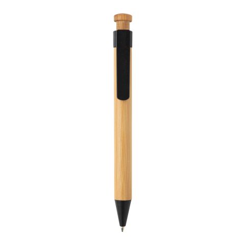 Bamboo pen with wheatstraw clip black | No Branding | not available | not available