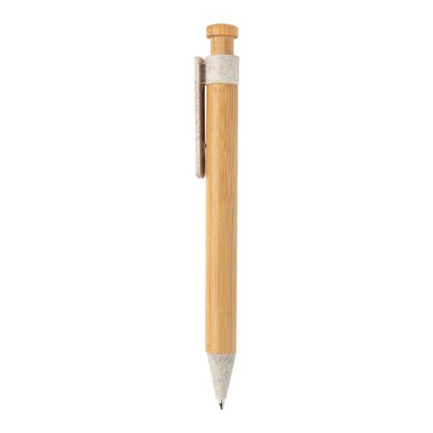 Bamboo pen with wheatstraw clip white | No Branding | not available | not available