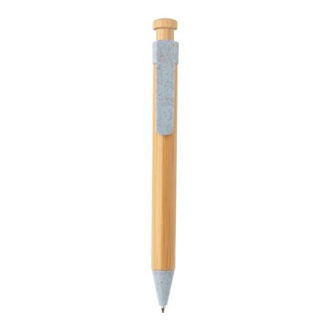 Bamboo pen with wheatstraw clip blue | No Branding | not available | not available
