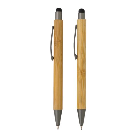 FSC® bamboo modern pen set in box brown | No Branding | not available | not available
