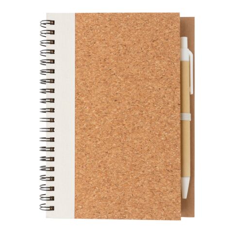 Cork spiral notebook with pen White | No Branding | not available | not available
