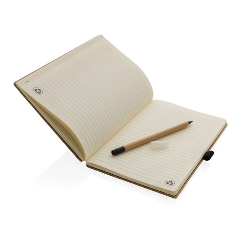 FSC® bamboo notebook and infinity pencil set brown | No Branding | not available | not available