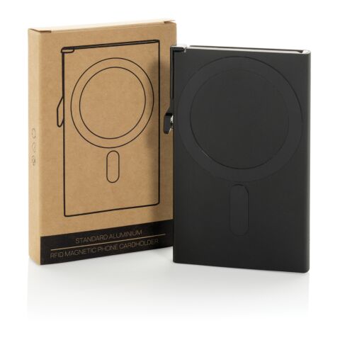 Standard aluminium RFID magnetic phone cardholder black | No Branding | not available | not available