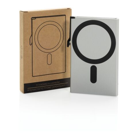 Standard aluminium RFID magnetic phone cardholder silver | No Branding | not available | not available