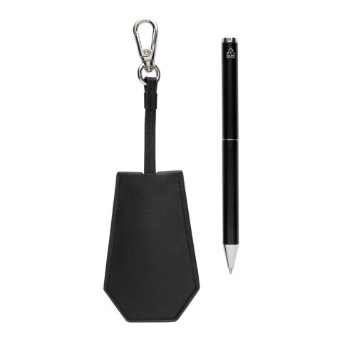 SP Tula RCS certified recycled PU key holder and pen set black | No Branding | not available | not available