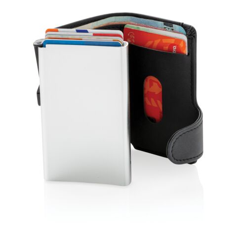Standard aluminium RFID cardholder with PU wallet black | No Branding | not available | not available