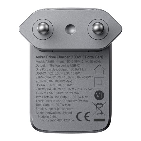 Anker Prime Charger (100W, 3 Ports, GaN) grey