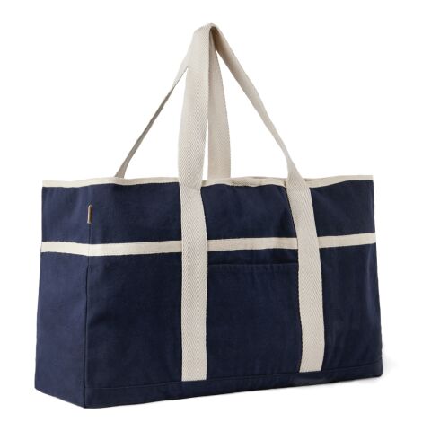 VINGA Volonne AWARE™ recycled canvas beach bag blue-off white | No Branding | not available | not available | not available