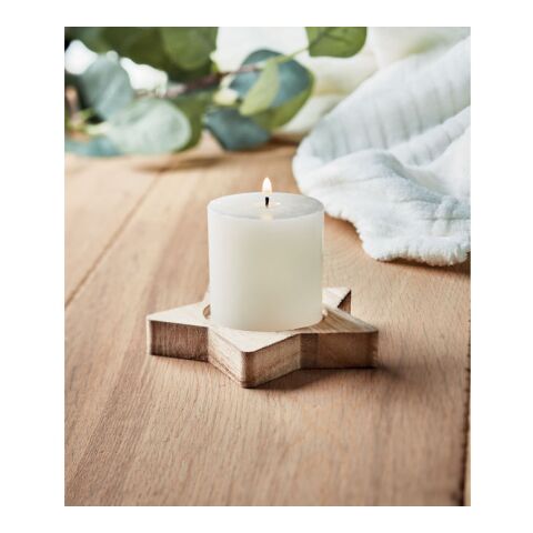 Candle on star wooden base wood | No Branding | not available | not available