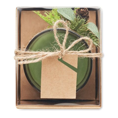 Christmas candle with forest arrangement green | No Branding | not available | not available | not available