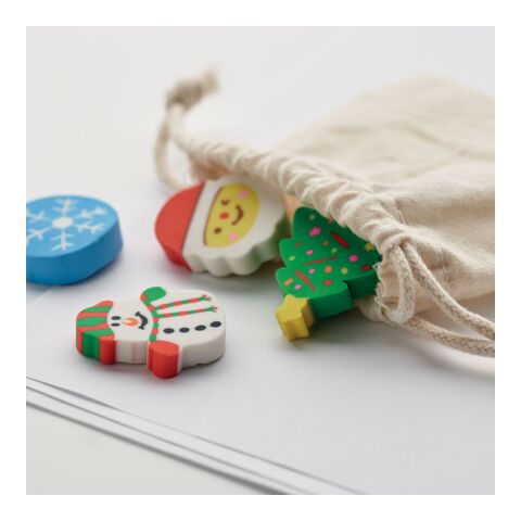 Set of 4 Christmas erasers beige | No Branding | not available | not available | not available