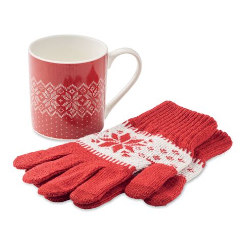 Winter gift mug and gloves set red | No Branding | not available | not available | not available