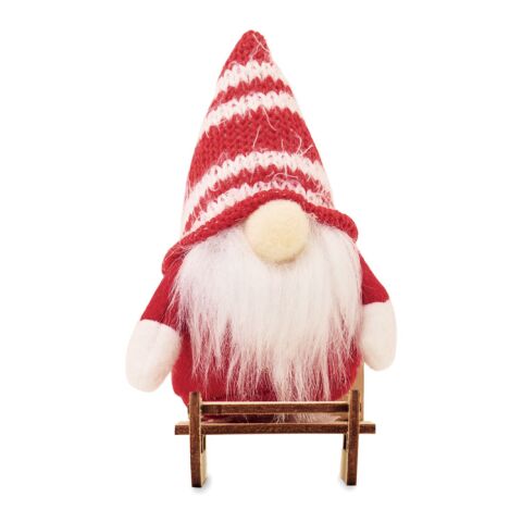 Gnome on wooden sleigh red