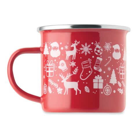 Christmas enamel mug 300ml red