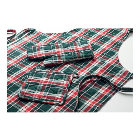 Chequered cotton kitchen set Colourful