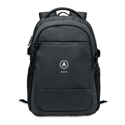 600D RPET laptop backpack with mesh side pockets black | No Branding | not available | not available | not available