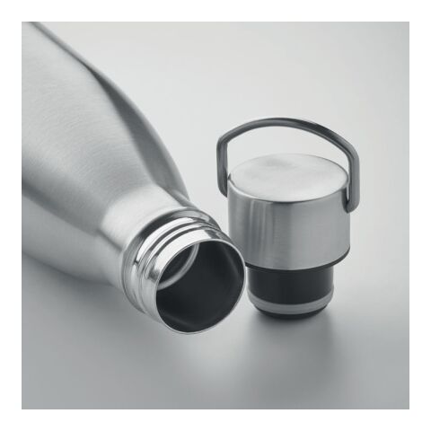 Double wall bottle with handle on lid 500 ml matt silver | No Branding | not available | not available | not available