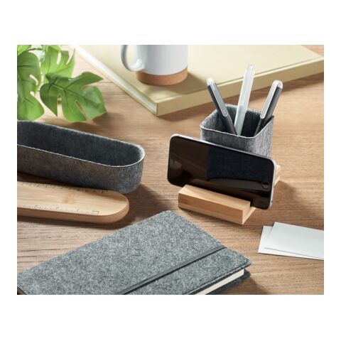 RPET felt pen pot phone stand wood | No Branding | not available | not available